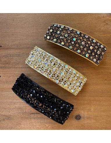 Klamra Francuska do włosów z CYRKONIAMI CZARNA...