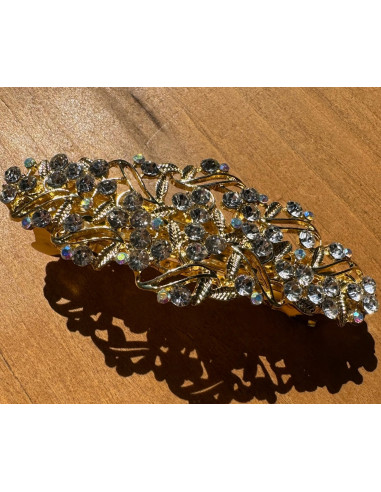 Klamra Francuska do włosów z CYRKONIAMI ZŁOTA...