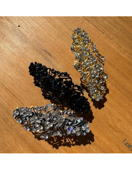 Klamra Francuska do włosów z CYRKONIAMI ZŁOTA Lolita Accessories