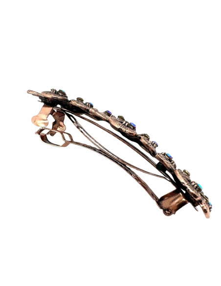 Klamra Francuska z kamieniami cyrkonie MIEDZIANE KWIATKI Lolita Accessories