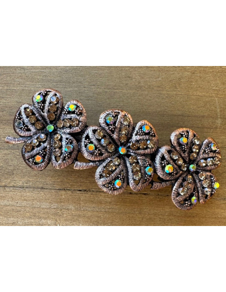 Klamra Francuska z kamieniami cyrkonie MIEDZIANE KWIATKI Lolita Accessories