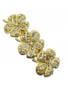 Klamra Francuska z kamieniami cyrkonie ZŁOTE KWIATKI...