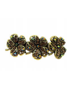 Klamra Francuska z kamieniami cyrkonie ZŁOTE KWIATKI...