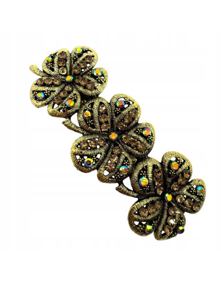 Klamra Francuska z kamieniami cyrkonie ZŁOTE KWIATKI Lolita Accessories