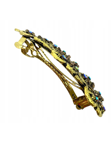 Klamra Francuska z kamieniami cyrkonie ZŁOTE KWIATKI Lolita Accessories