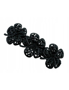 Klamra Francuska z kamieniami cyrkonie CZARNE KWIATKI...