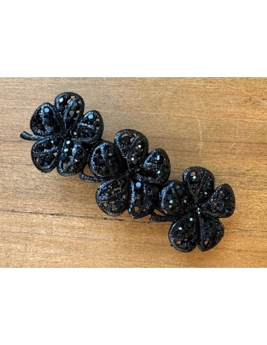 Klamra Francuska z kamieniami cyrkonie CZARNE...