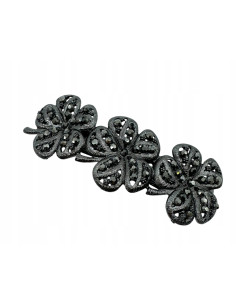 Klamra Francuska z kamieniami cyrkonie GRAFITOWE KWIATKI...