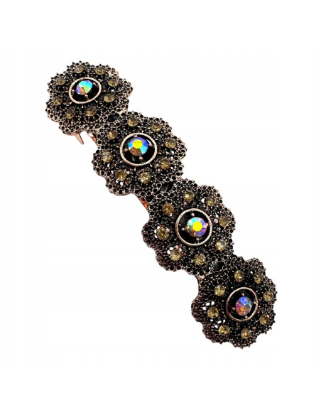 Klamra Francuska z kamieniami cyrkonie MIEDZIANE KWIATKI Lolita Accessories