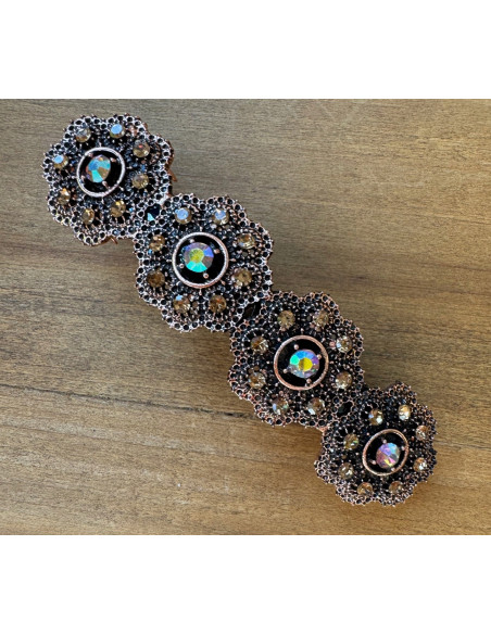 Klamra Francuska z kamieniami cyrkonie MIEDZIANE KWIATKI Lolita Accessories