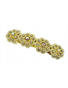 Klamra Francuska z kamieniami cyrkonie ZŁOTE KWIATKI...