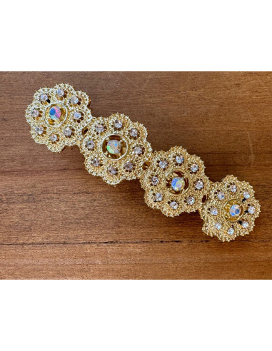 Klamra Francuska z kamieniami cyrkonie ZŁOTE...