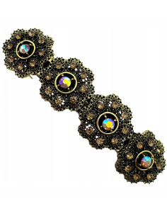 Klamra Francuska z kamieniami cyrkonie ZŁOTE KWIATKI...