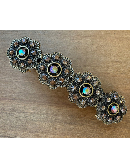 Klamra Francuska z kamieniami cyrkonie ZŁOTE KWIATKI Lolita Accessories