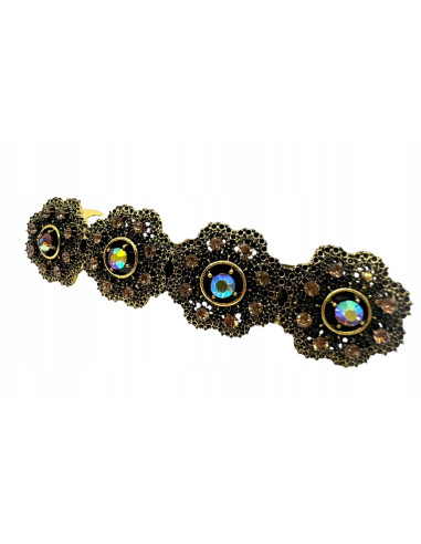 Klamra Francuska z kamieniami cyrkonie ZŁOTE...