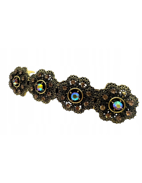 Klamra Francuska z kamieniami cyrkonie ZŁOTE KWIATKI Lolita Accessories