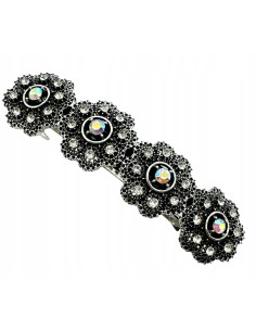 Klamra Francuska z kamieniami cyrkonie SREBRNE KWIATKI...