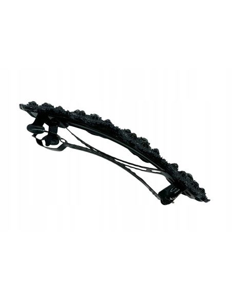 Klamra Francuska z kamieniami cyrkonie CZARNE KWIATKI Lolita Accessories