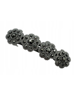 Klamra Francuska z kamieniami cyrkonie GRAFITOWE KWIATKI...