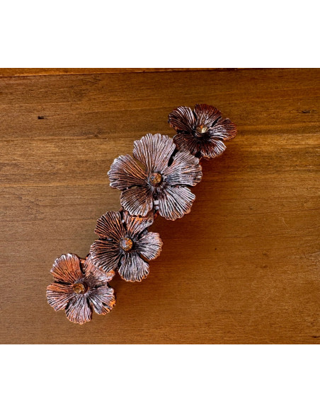 Klamra Francuska z kamieniami cyrkonie MIEDZIANE KWIATKI Lolita Accessories