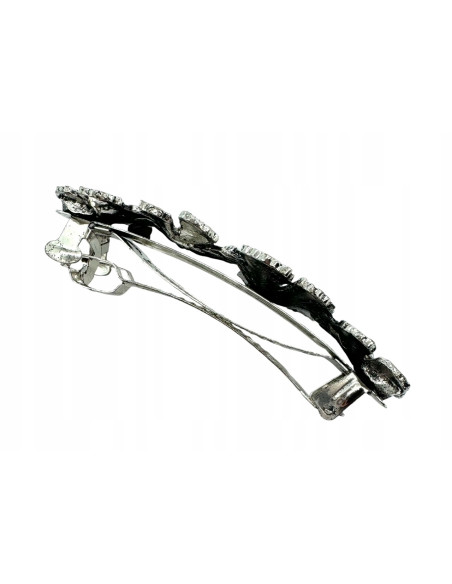 Klamra Francuska z kamieniami cyrkonie SREBRNE KWIATKI Lolita Accessories