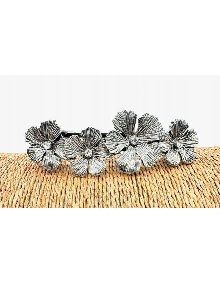 Klamra Francuska z kamieniami cyrkonie SREBRNE KWIATKI Lolita Accessories