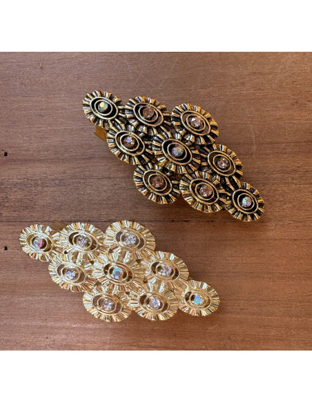 Klamra Francuska z kamieniami cyrkonie ZŁOTA ROZETA Lolita Accessories