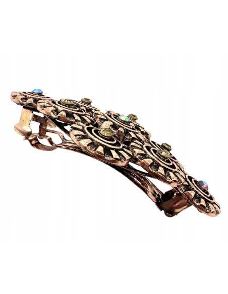 Klamra Francuska z kamieniami cyrkonie MIEDZIANA ROZETA Lolita Accessories