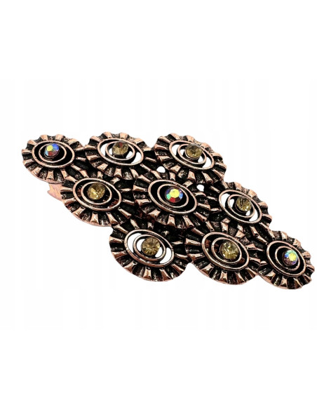 Klamra Francuska z kamieniami cyrkonie MIEDZIANA ROZETA Lolita Accessories