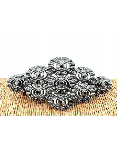 Klamra Francuska z kamieniami GRAFITOWA ROZETA Lolita Accessories