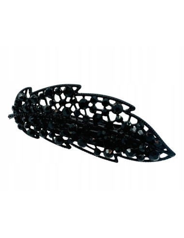 Klamra Francuska z kamieniami cyrkonie CZARNY LIŚĆ Lolita Accessories