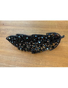 Klamra Francuska z kamieniami cyrkonie CZARNY LIŚĆ Lolita... 2