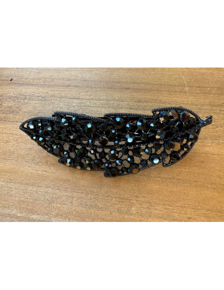 Klamra Francuska z kamieniami cyrkonie CZARNY LIŚĆ Lolita Accessories