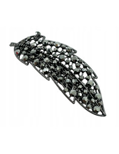Klamra Francuska z kamieniami GRAFITOWY LIŚĆ Lolita...