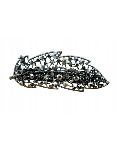 Klamra Francuska z kamieniami GRAFITOWY LIŚĆ Lolita Accessories