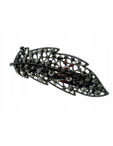 Klamra Francuska z kamieniami GRAFITOWY LIŚĆ Lolita Accessories