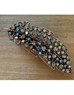 Klamra Francuska z kamieniami cyrkonie MIEDZIANY LISĆ... 2