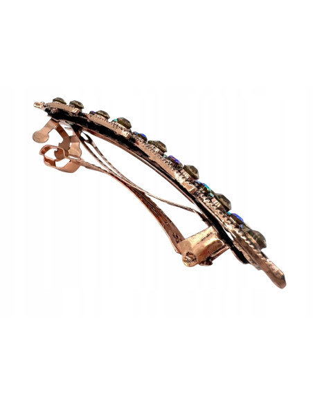 Klamra Francuska z kamieniami cyrkonie MIEDZIANY LISĆ Lolita Accessories