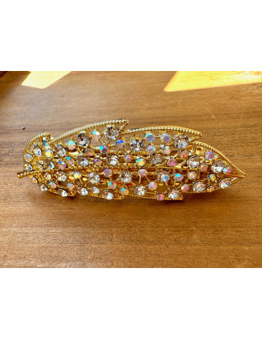 Klamra Francuska z kamieniami cyrkonie ZŁOTY...