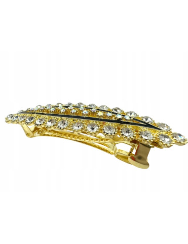 Klamra Francuska do włosów z CYRKONIAMI ZŁOTA...