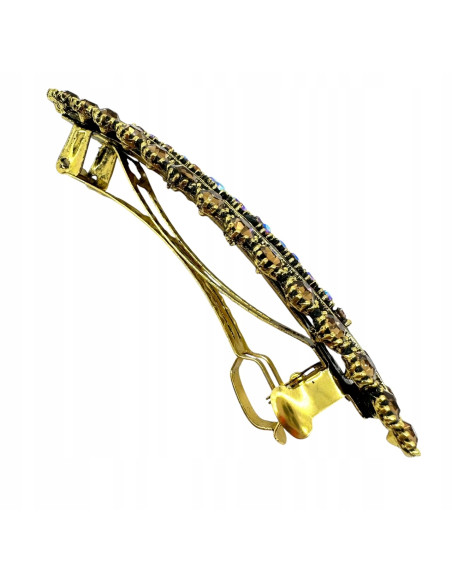 Klamra Francuska do włosów z CYRKONIAMI STARE ZŁOTO Lolita Accessories