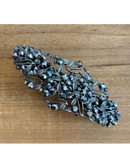 Klamra Francuska do włosów z CYRKONIAMI GRAFITOWA Lolita Accessories