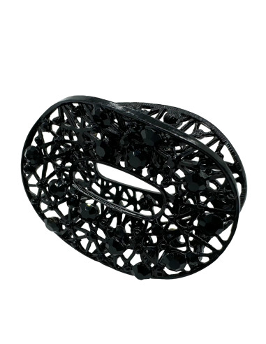 Klamra szczękowa AŻUROWA do włosów CZARNA Lolita Accessories z cyrkoniami