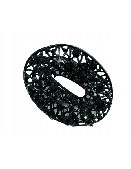 Klamra szczękowa AŻUROWA do włosów CZARNA Lolita Accessories z cyrkoniami