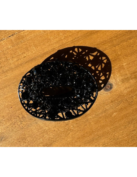 Klamra szczękowa AŻUROWA do włosów CZARNA Lolita Accessories z cyrkoniami