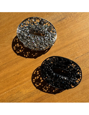 Klamra szczękowa AŻUROWA do włosów SREBRNA...