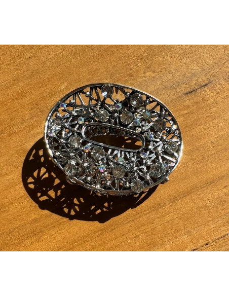 Klamra szczękowa AŻUROWA do włosów SREBRNA Lolita Accessories z cyrkoniami