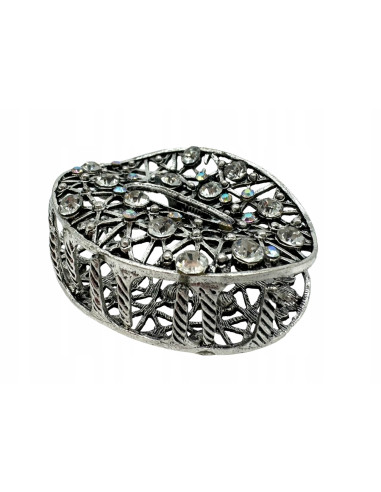 Klamra szczękowa AŻUROWA do włosów SREBRNA...