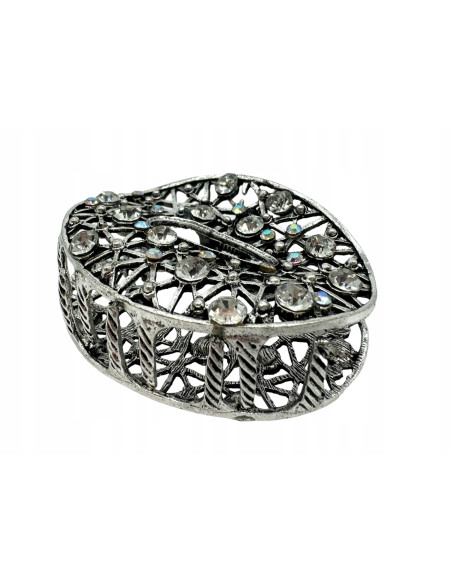 Klamra szczękowa AŻUROWA do włosów SREBRNA Lolita Accessories z cyrkoniami