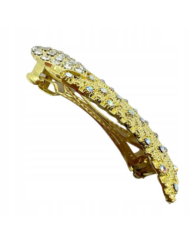 Klamra Francuska do włosów z CYRKONIAMI ZŁOTA...